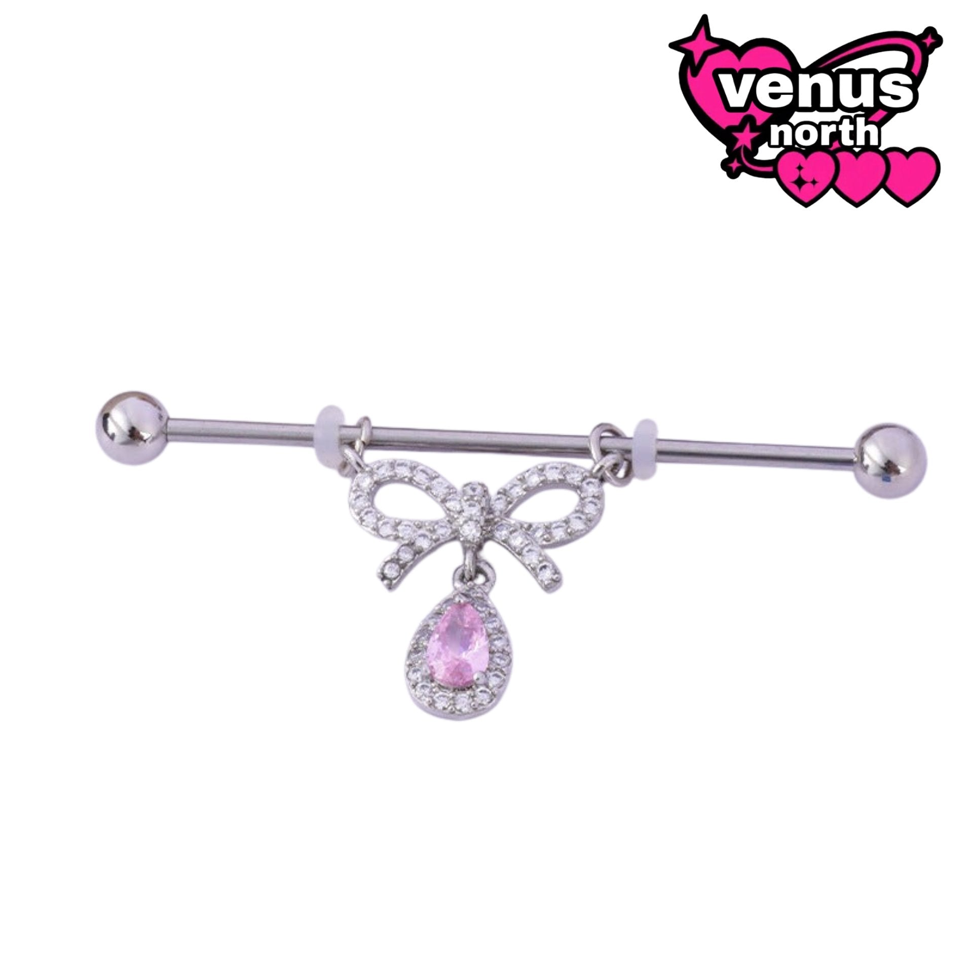 Skull & heart industrial barbell