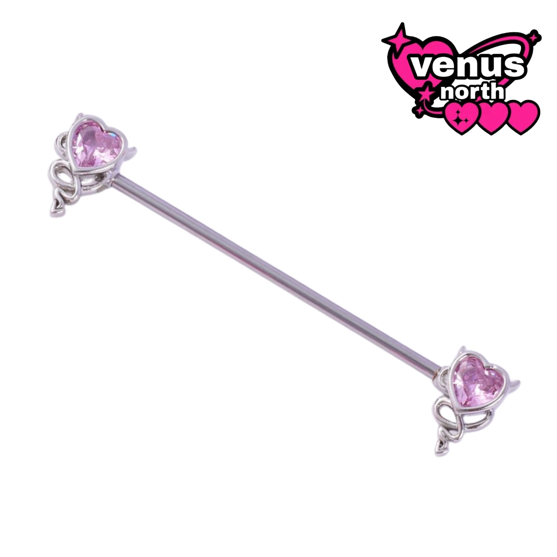 Skull & heart industrial barbell