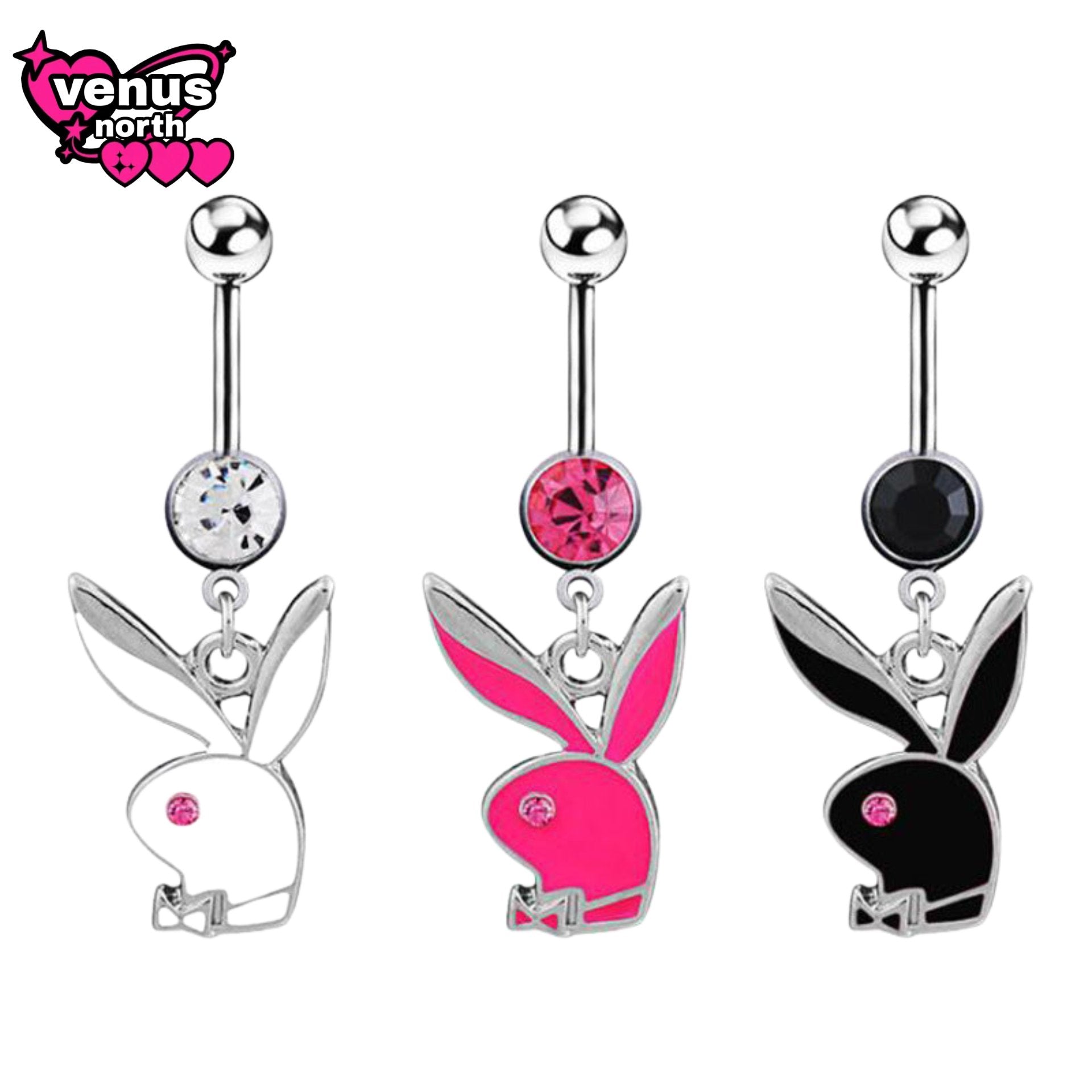 Bunny silhouette dangle navel piercing