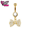 Bow charm belly button piercing