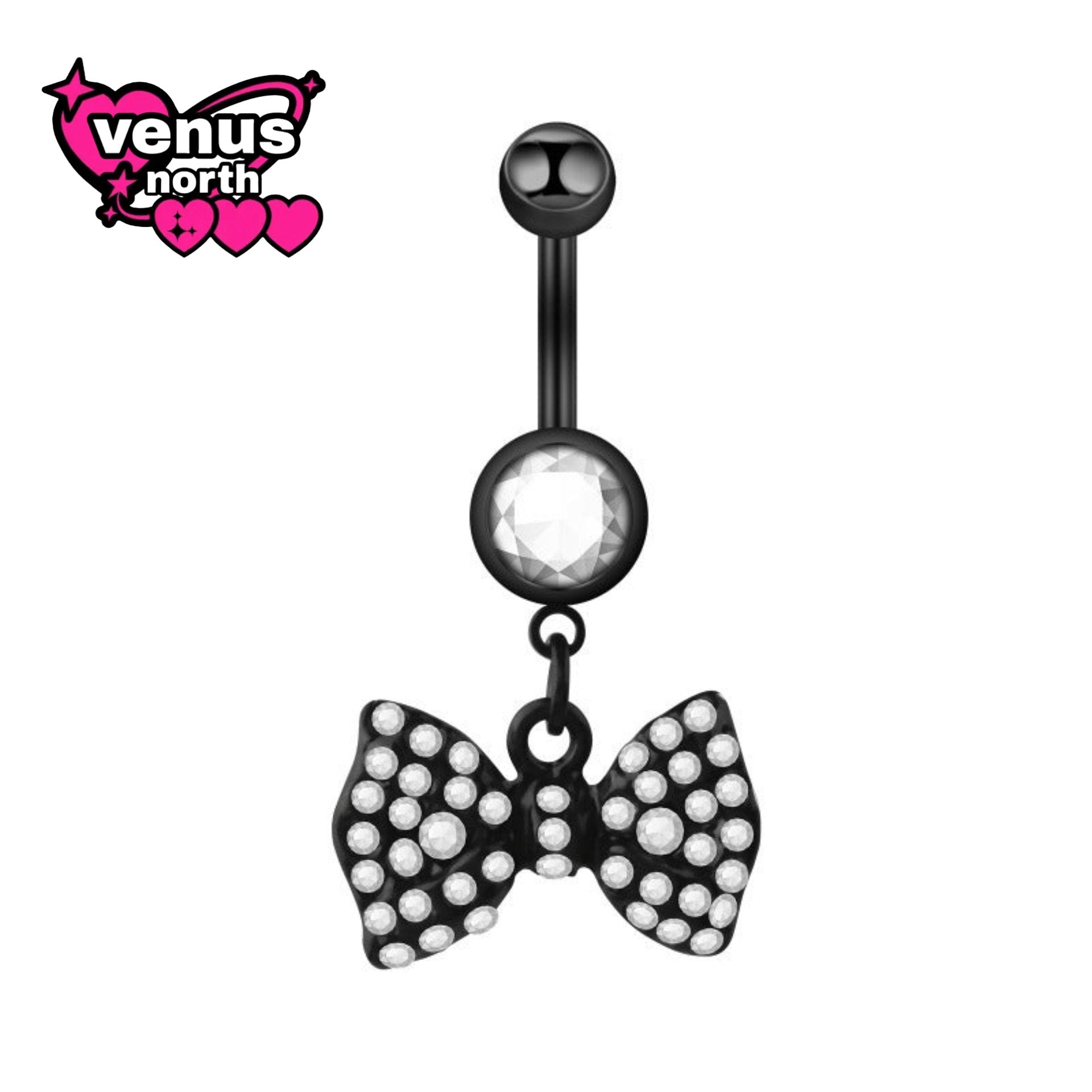 Bow charm belly button piercing