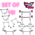 Flutter nipple piercing set